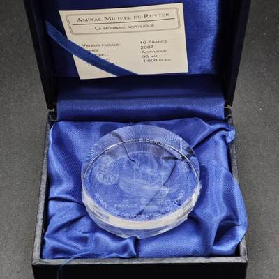 【淘币小摊】实时拍第八百三十拍   银币套币场   满百包邮可预留二周 每周一统一发货   - 刚果2007年10法郎帆船水晶纪念币发行量1000枚