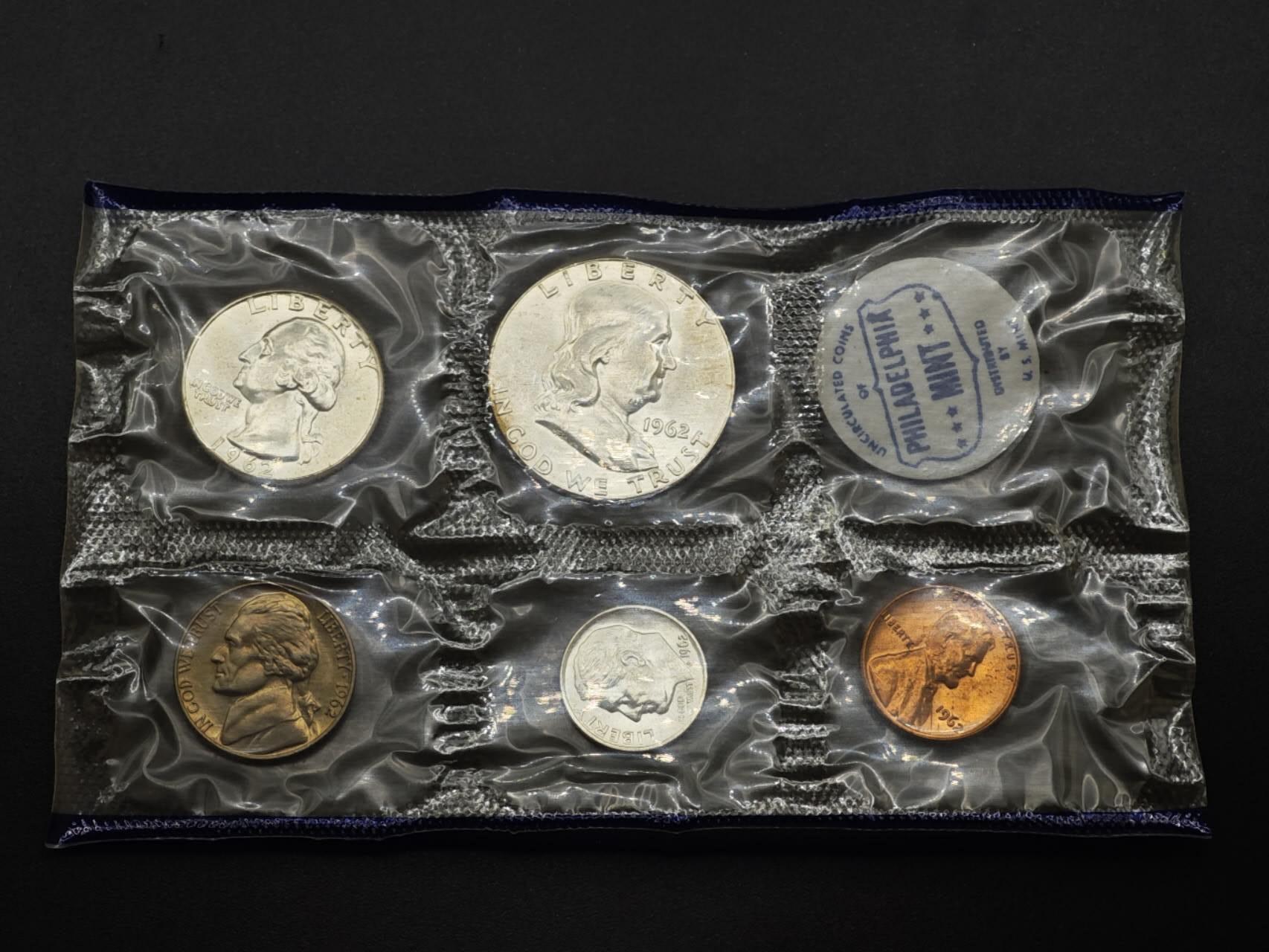 【淘币小摊】实时拍第八百三十拍   银币套币场   满百包邮可预留二周 每周一统一发货   美国1962年富兰克林套币含3枚银币