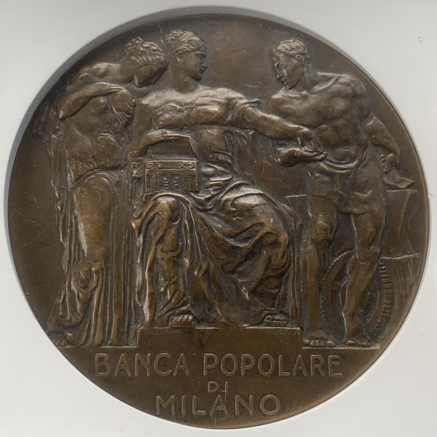 掌中浮雕-藏着的欧洲第046场 公博AU53 : 1925年意大利米兰银行（1865-1925）成立60周年纪念铜章，80mm