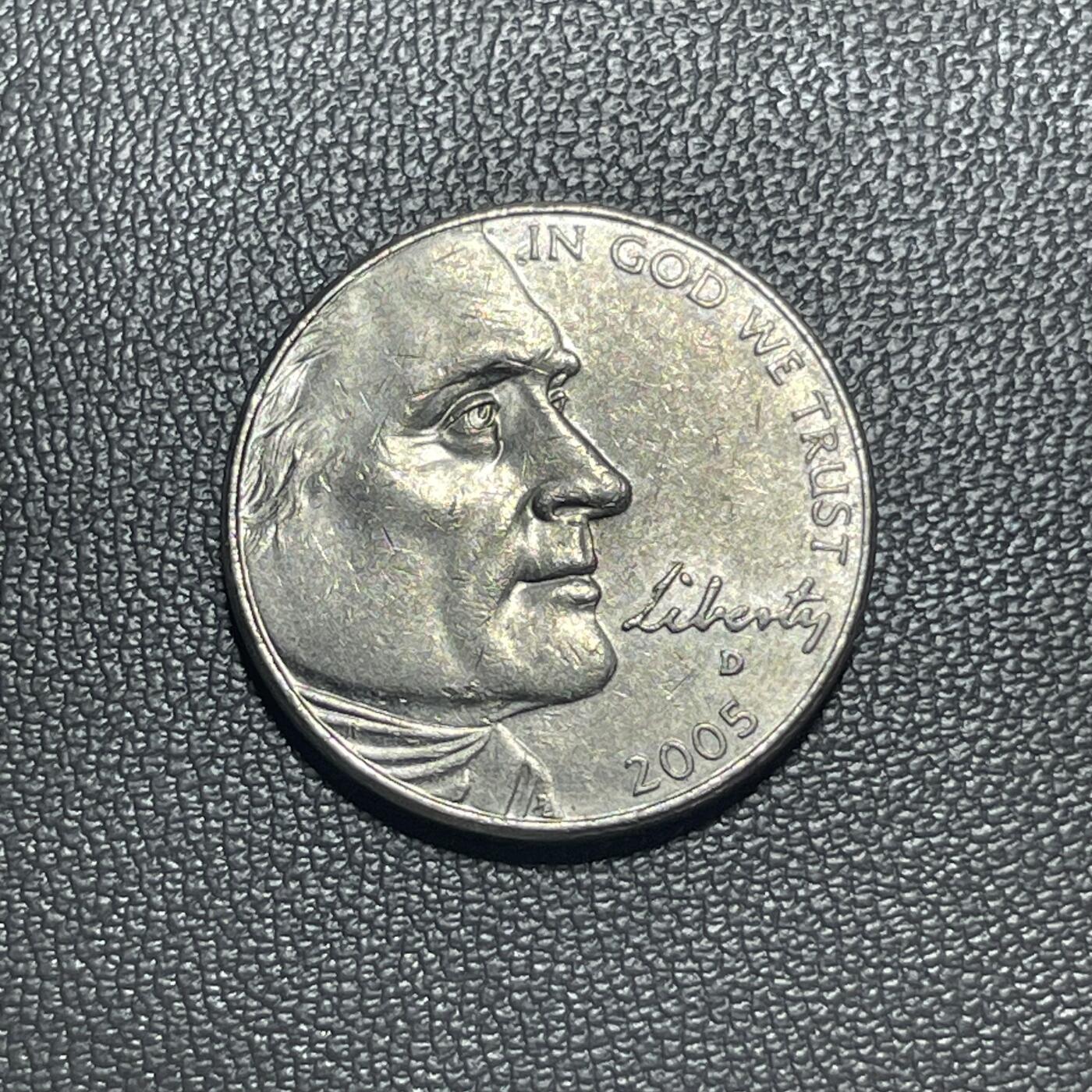 回流1222 美国2005年杰斐逊5美分“野牛镍币复刻版” 西弗吉尼亚州建州200年纪念币 