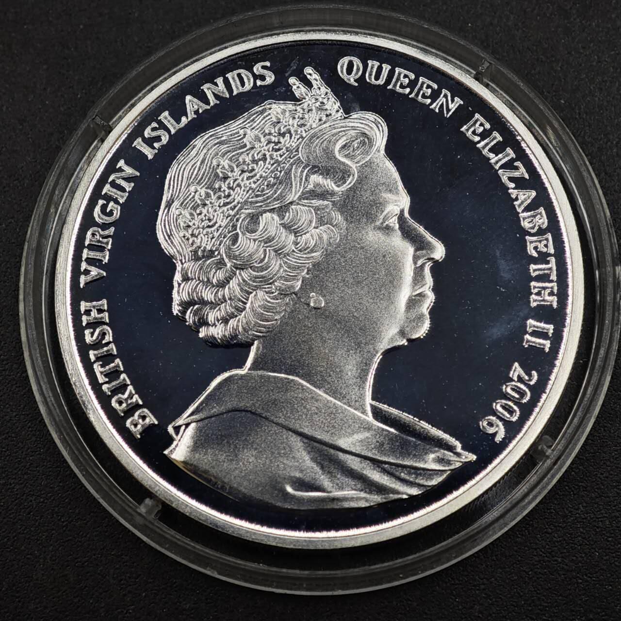 【淘币小摊】实时拍第八百三十拍   银币套币场   满百包邮可预留二周 每周一统一发货   英属维尔京2006年女王80周岁10元银币28.2克925银 银价365