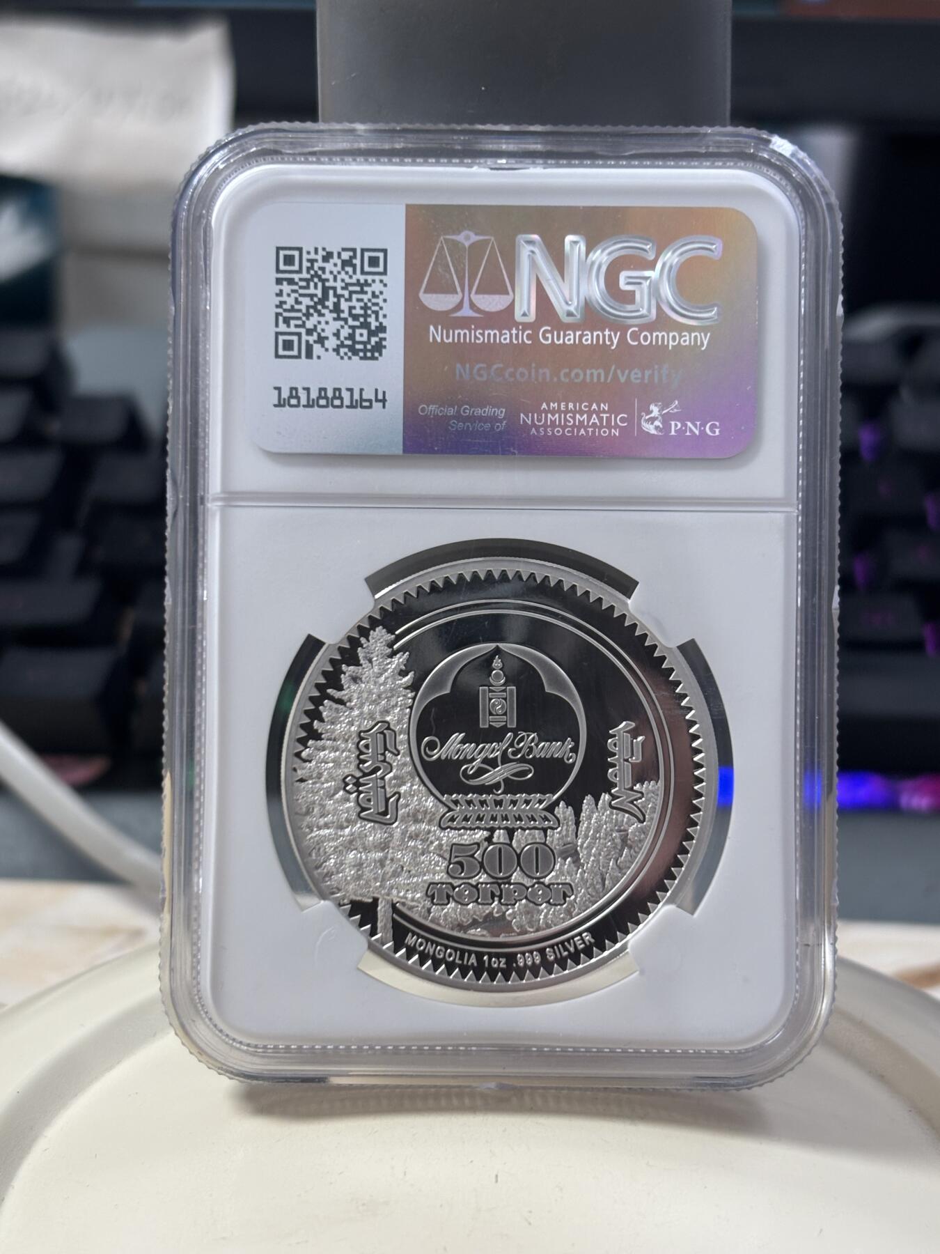 第186期拍卖 蒙古2021年森林精灵系列4豪猪1盎司银币NGC-PF70无盒无证书，999银，发行1500枚，