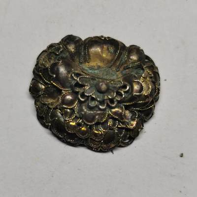 杂件专场89期 - 清代老银鎏金精美花朵