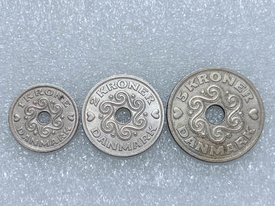 第一海外回流一元起拍收藏 散集专场  第276期 - 丹麦1.2.5克朗爱心币 3枚