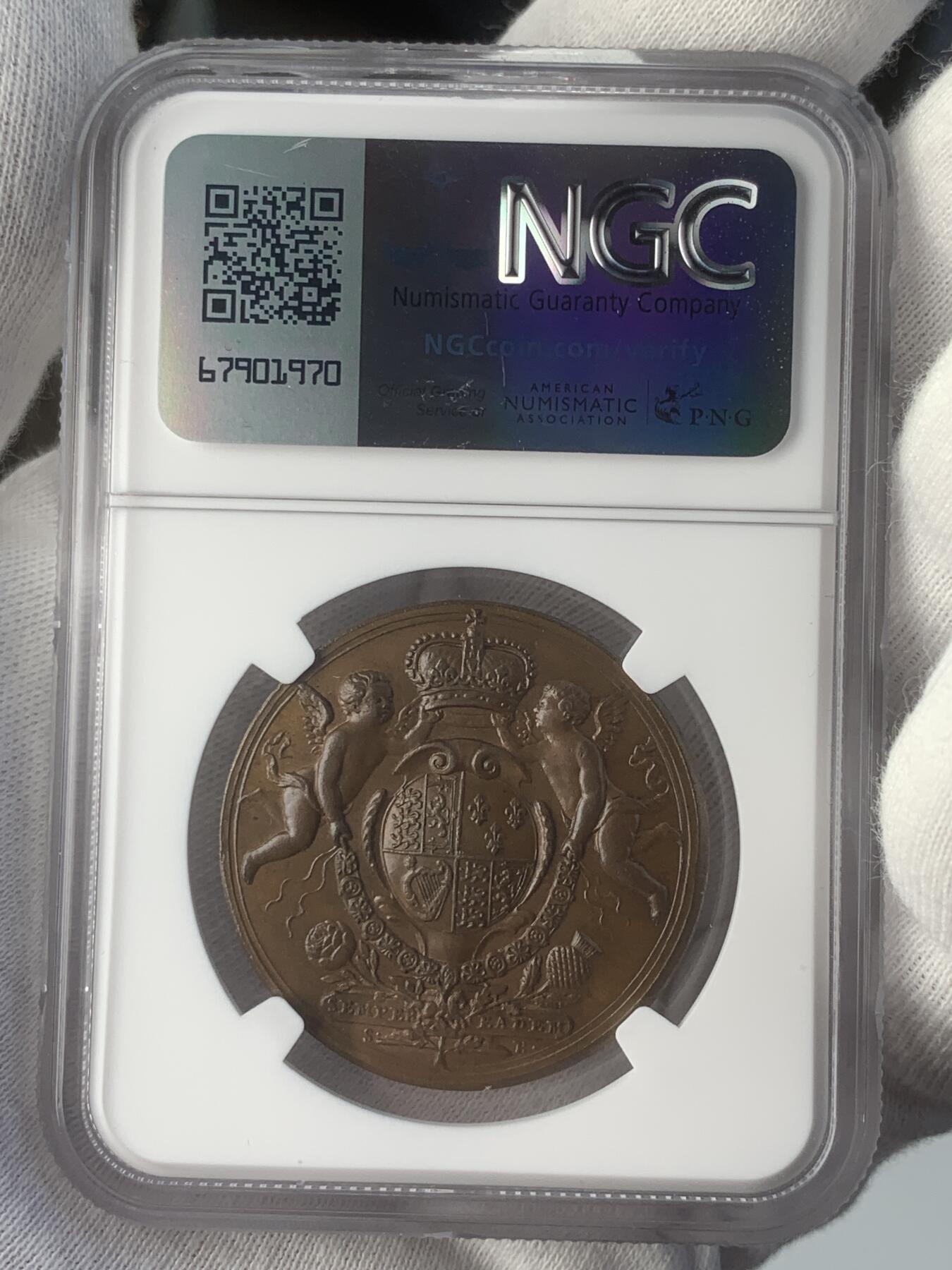 掌中浮雕-藏着的欧洲第046场 NGC MS63 ：1707年英格兰与苏格兰建立联合王国纪念铜章，35mm