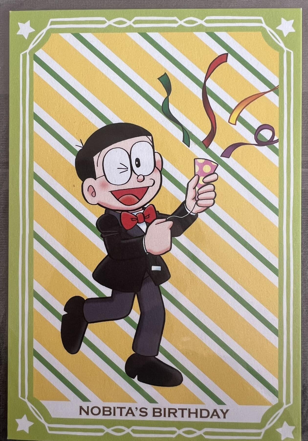 【哆啦A梦封片】未来店正版明信片+日本邮票+纪念戳 野比大雄