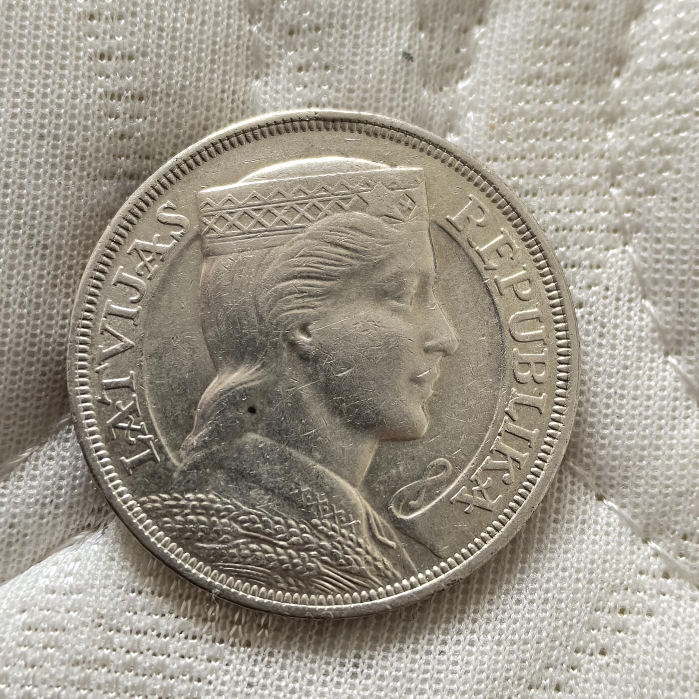 道一币馆币章第一百五十九场 拉脱维亚1929年谷物女神5拉特银币