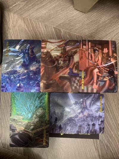 光影卡牌第27期，各家亲签，各家套卡，持续收拍品 - 百里飞鸿水浒特卡5张，粗闪工艺