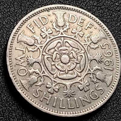 泉币菌-第147场-精品福利场 - 1965年 英国2先令伊莉莎白二世镍铜硬币 28mm