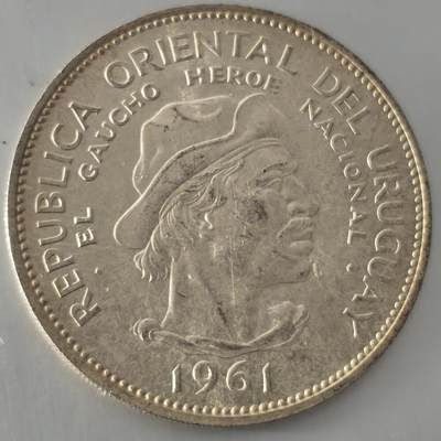 老蟹的宝藏🏴‍☠️ V - 乌拉圭1961年10比索银币 Fineness: 0.9000 Weight: 12.5000g