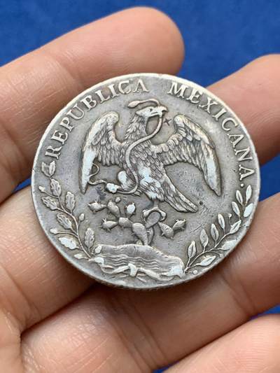 《竞宝斋》第448场 周日，周一，2场连拍 （全场包邮） - 墨西哥 1889年MO MH 花边鹰洋8R银币 原味包浆 有小戳 细节见图