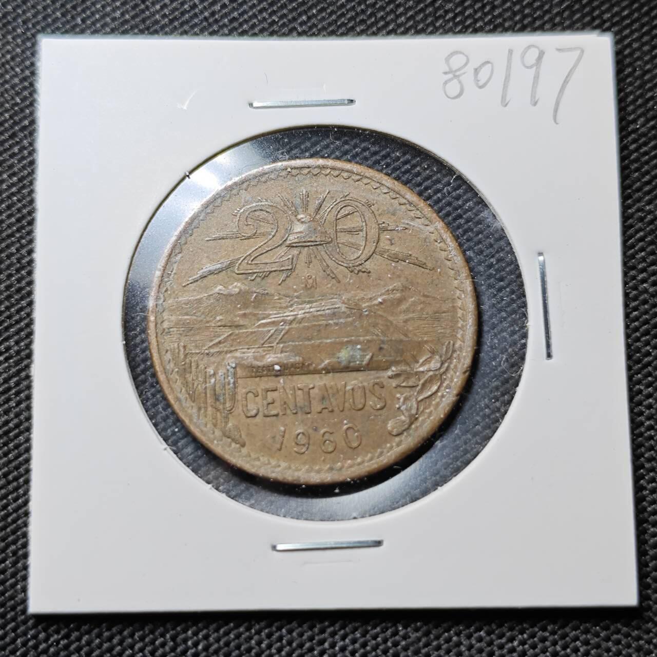 KK钱币收藏小铺 第380期  2月预留时间 周末发货  1960墨西哥20分铜币