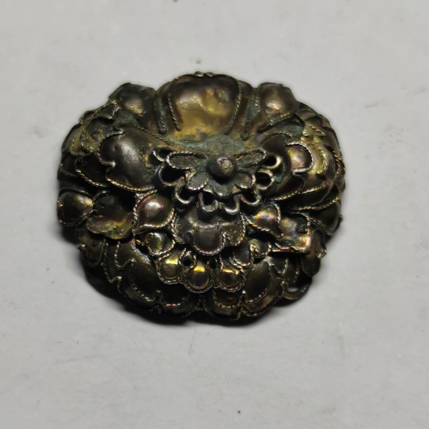 杂件专场89期 清代老银鎏金精美花朵