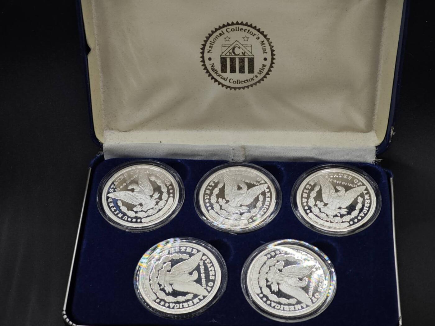 【淘币小摊】实时拍第八百三十拍   银币套币场   满百包邮可预留二周 每周一统一发货   美国摩根特年精制镀银纪念章5枚