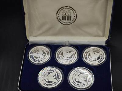 【淘币小摊】实时拍第八百三十拍   银币套币场   满百包邮可预留二周 每周一统一发货   - 美国摩根特年精制镀银纪念章5枚