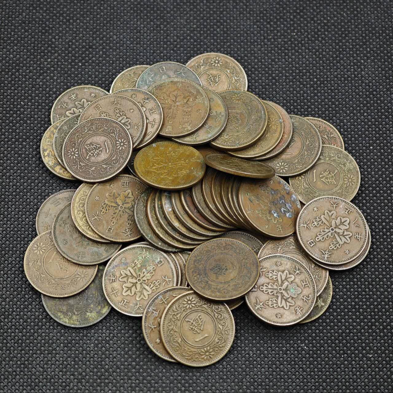 【淘币小摊】实时拍第八百三十一拍   散币场   满百包邮可预留二周 每周一统一发货    日本桐叶一钱铜币63枚