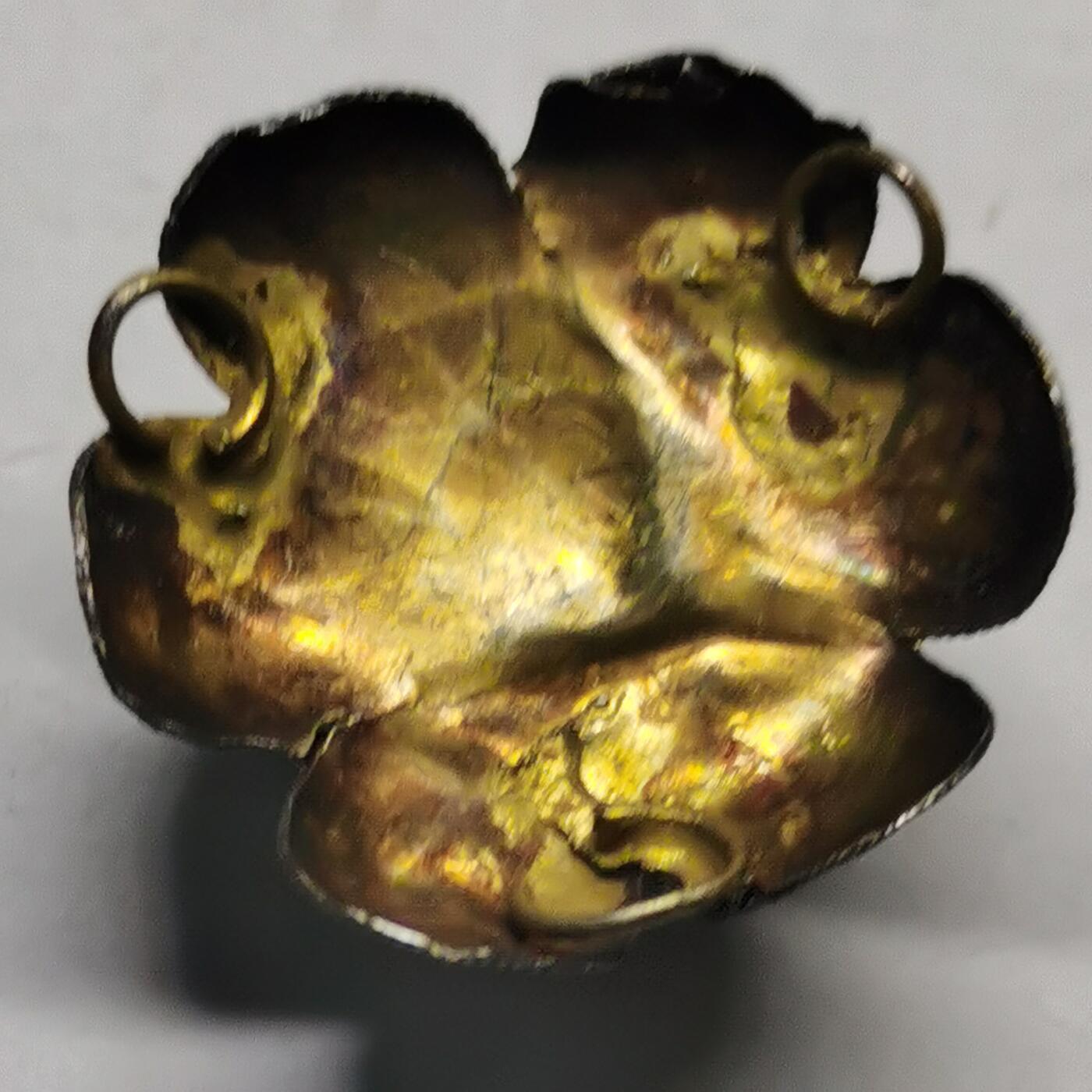 杂件专场89期 清代老银鎏金镶宝石花朵