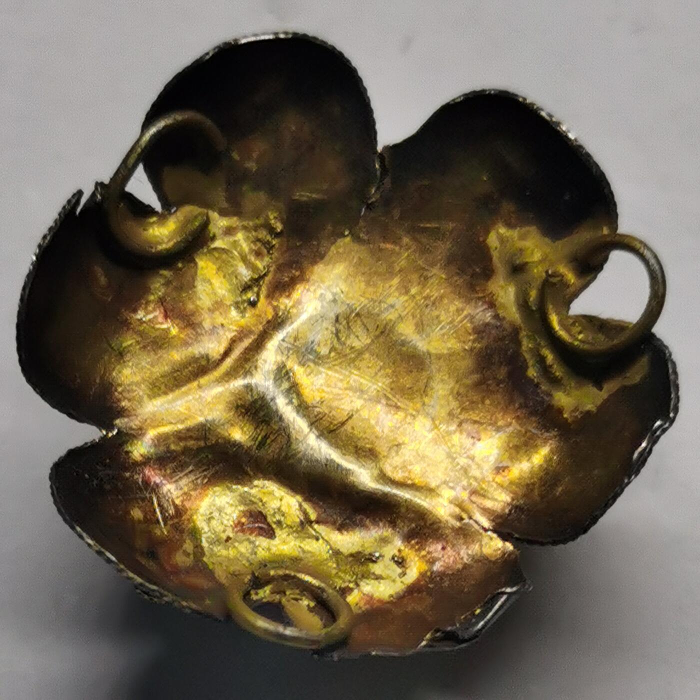 杂件专场89期 清代老银鎏金镶宝石花朵