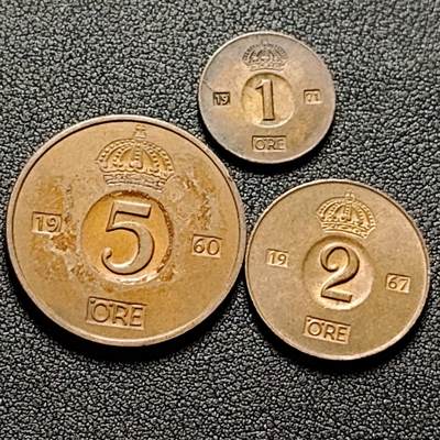 泉币菌-第147场-精品福利场 - 皇冠版 瑞典1950-1970年代 外国硬币 1-2-5欧尔