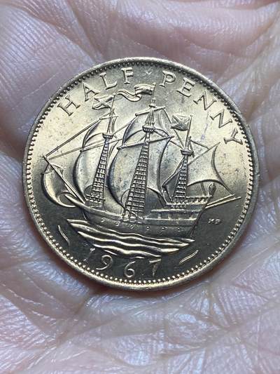 2025年第一百三十七场(总第一百六十三场）外国好品散币场(免佣金) - 原光未流通–英国🇬🇧1967年半便士(伊丽莎白二世青年桂冠第二版，普制币关门年)