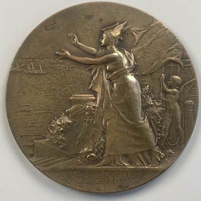 掌中浮雕-藏着的欧洲第046场 - 1897年俄皇尼古拉斯二世访问瑟堡纪念章 , 70mm,  Nicolas Maier法国章优秀作品集#155号