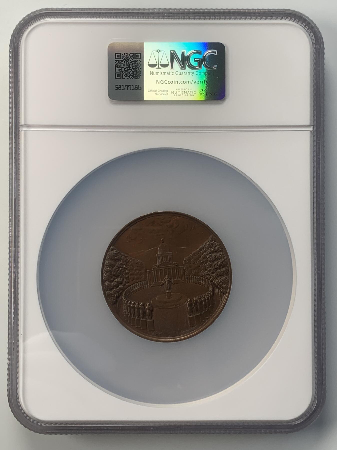 掌中浮雕-藏着的欧洲第046场 NGC MS62 : 1846年法国作家欧仁-苏纪念大铜章 , 51mm