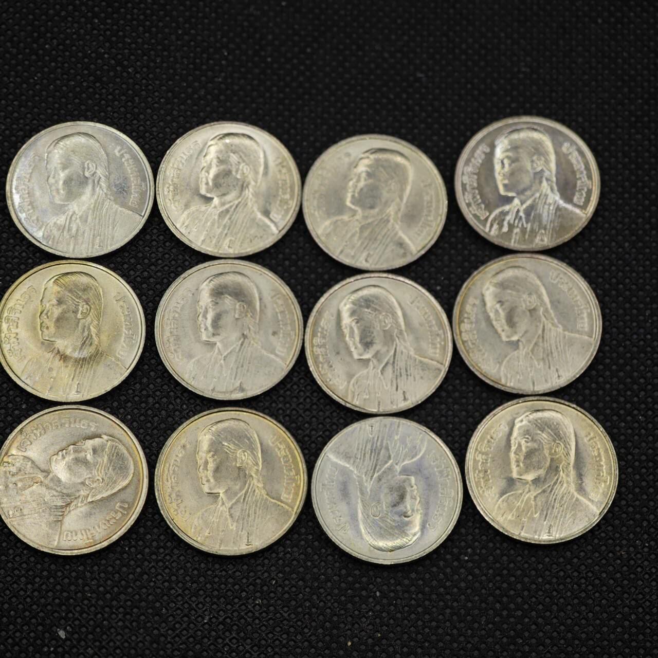 【淘币小摊】实时拍第八百三十一拍   散币场   满百包邮可预留二周 每周一统一发货    泰国1泰铢纪念币12枚