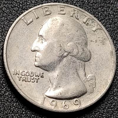 泉币菌-第147场-精品福利场 - 1969年 美国华盛顿老鹰 1/4美元 24mm