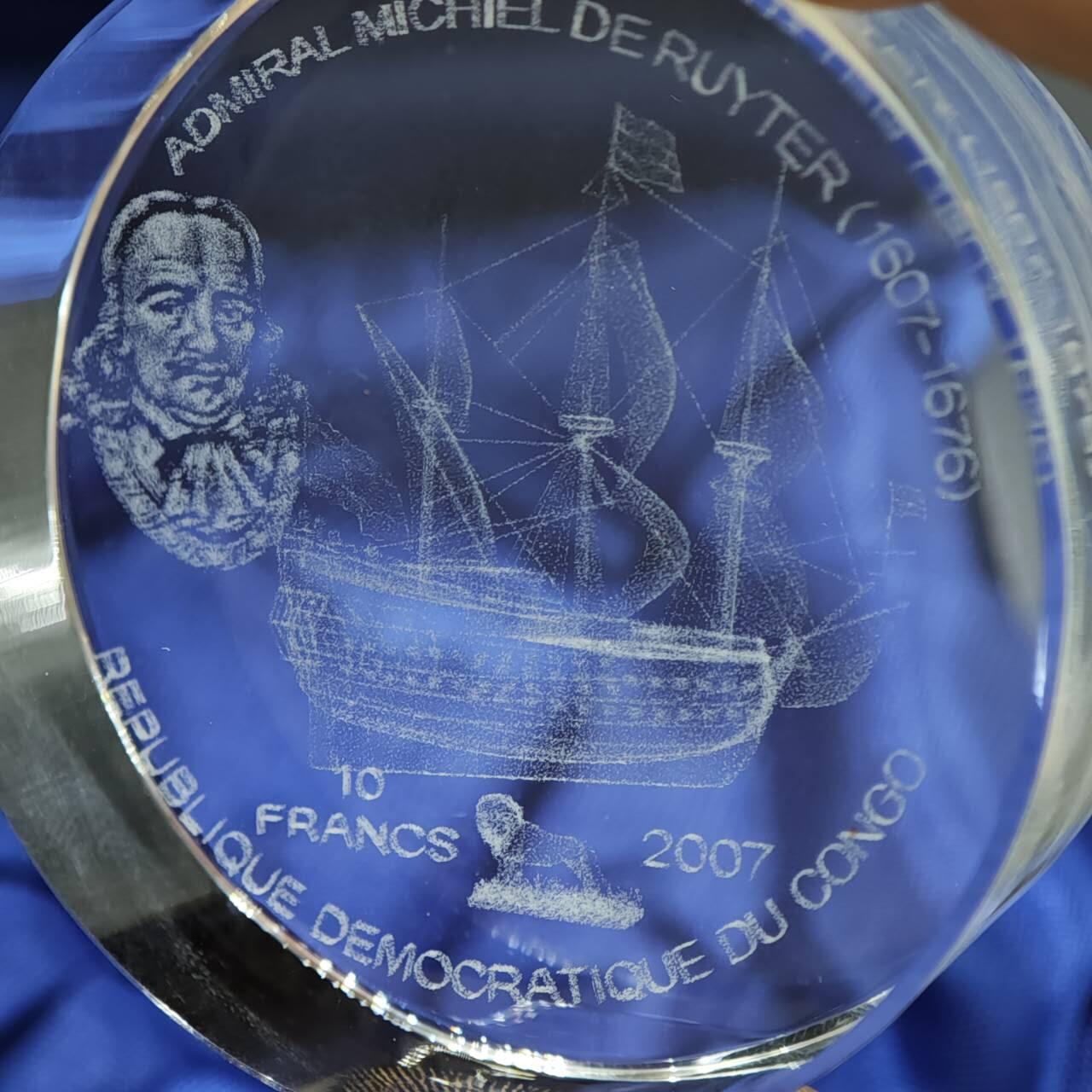【淘币小摊】实时拍第八百三十拍   银币套币场   满百包邮可预留二周 每周一统一发货   刚果2007年10法郎帆船水晶纪念币发行量1000枚