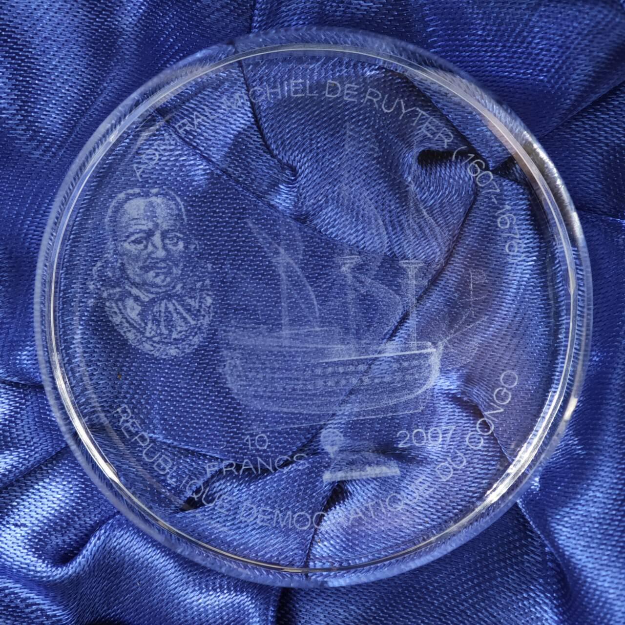 【淘币小摊】实时拍第八百三十拍   银币套币场   满百包邮可预留二周 每周一统一发货   刚果2007年10法郎帆船水晶纪念币发行量1000枚