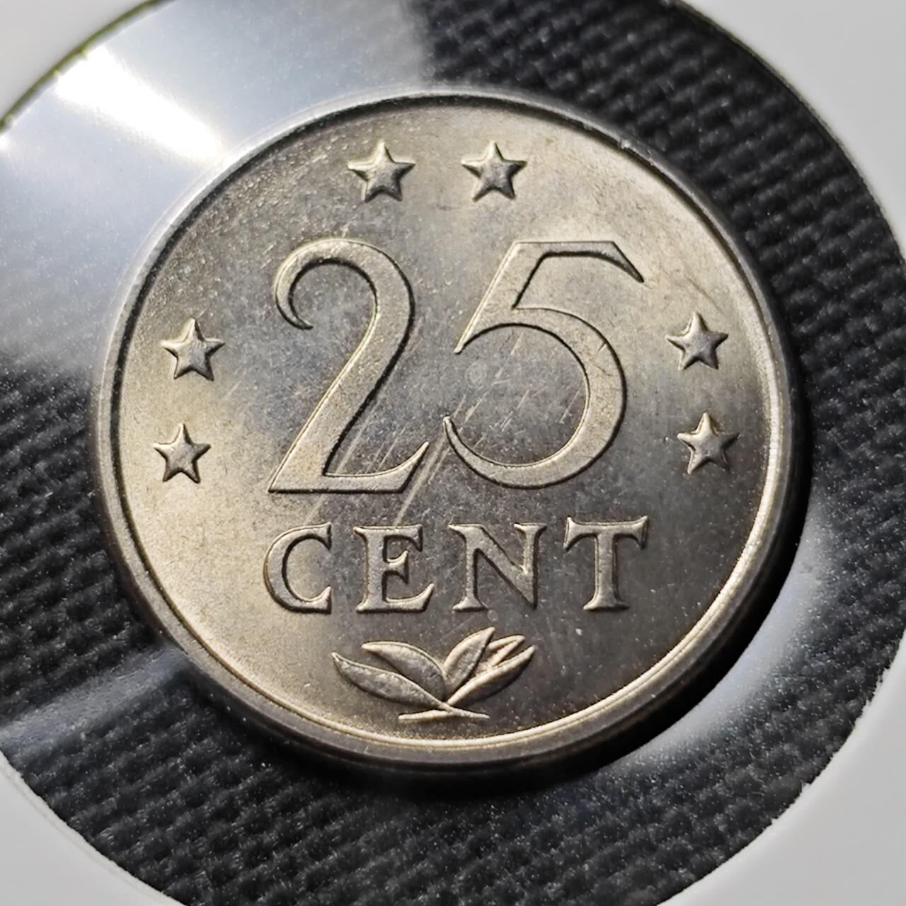 KK钱币收藏小铺 第380期  2月预留时间 周末发货  1984荷属安地列斯25分 好品