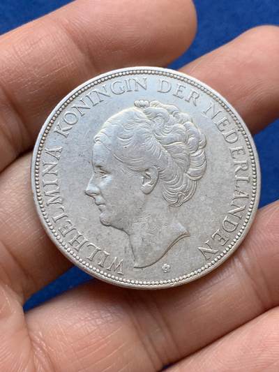 《竞宝斋》第448场 周日，周一，2场连拍 （全场包邮） - 荷兰1931年威廉明娜2.5盾大银币