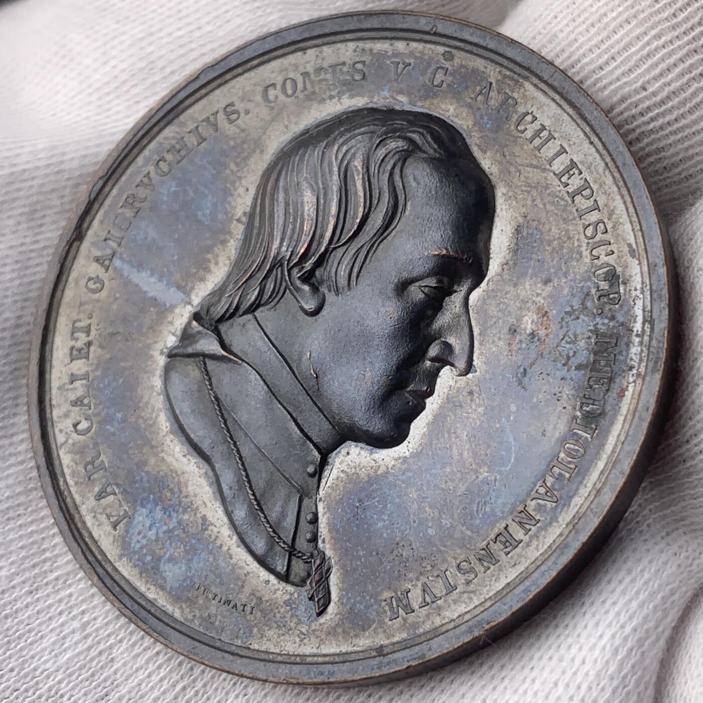 掌中浮雕-藏着的欧洲第046场 1818年意大利米兰大教堂纪念铜章，44mm