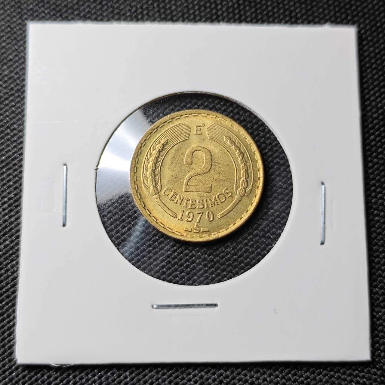 KK钱币收藏小铺 第380期  2月预留时间 周末发货  1970智利2分铜币 好品