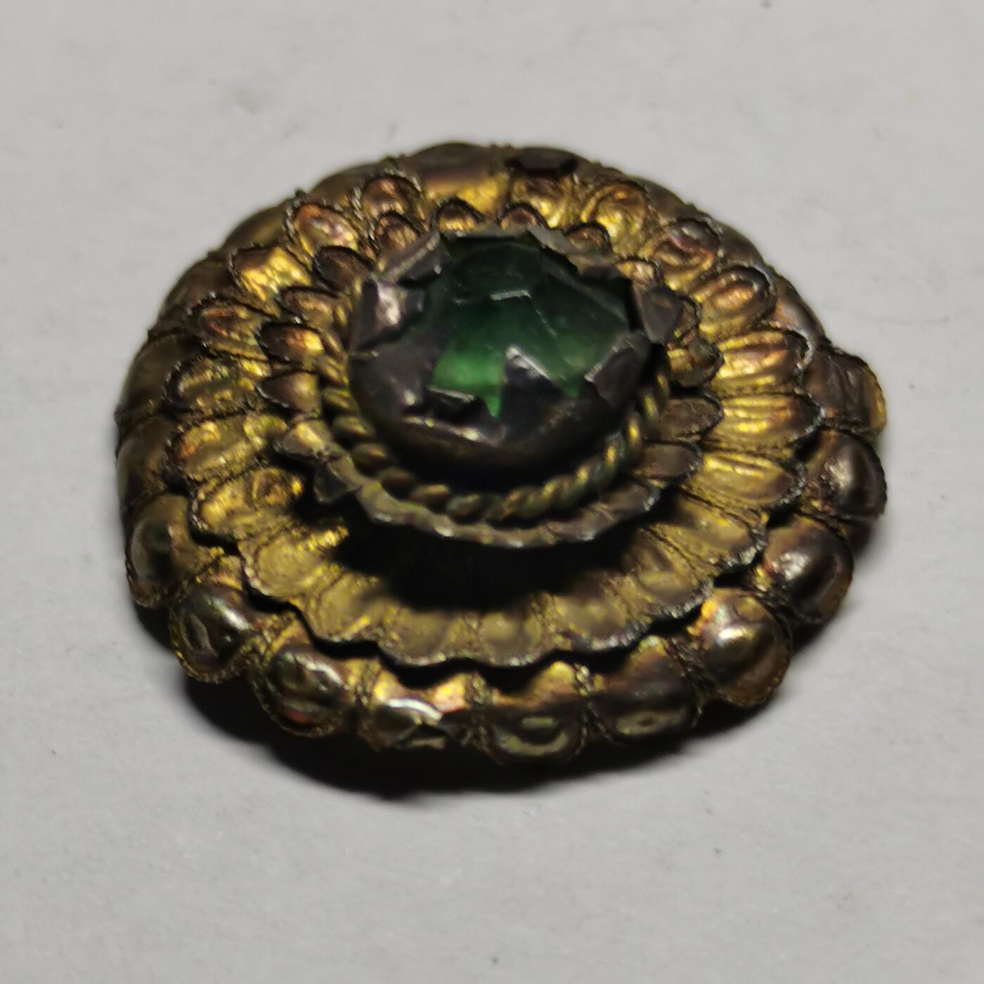 杂件专场89期 清代鎏金镶宝石花