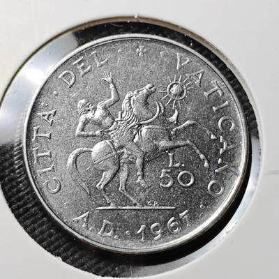 KK钱币收藏小铺 第380期  2月预留时间 周末发货 -  梵蒂冈50里拉 好品