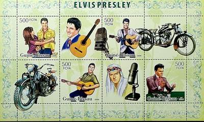 ↓君缘收藏682期☞钱币邮品↓无佣金、可寄存、满30元包邮  - 几内亚比绍邮票，2006年“猫王”埃尔维斯·普雷斯利邮票小版张