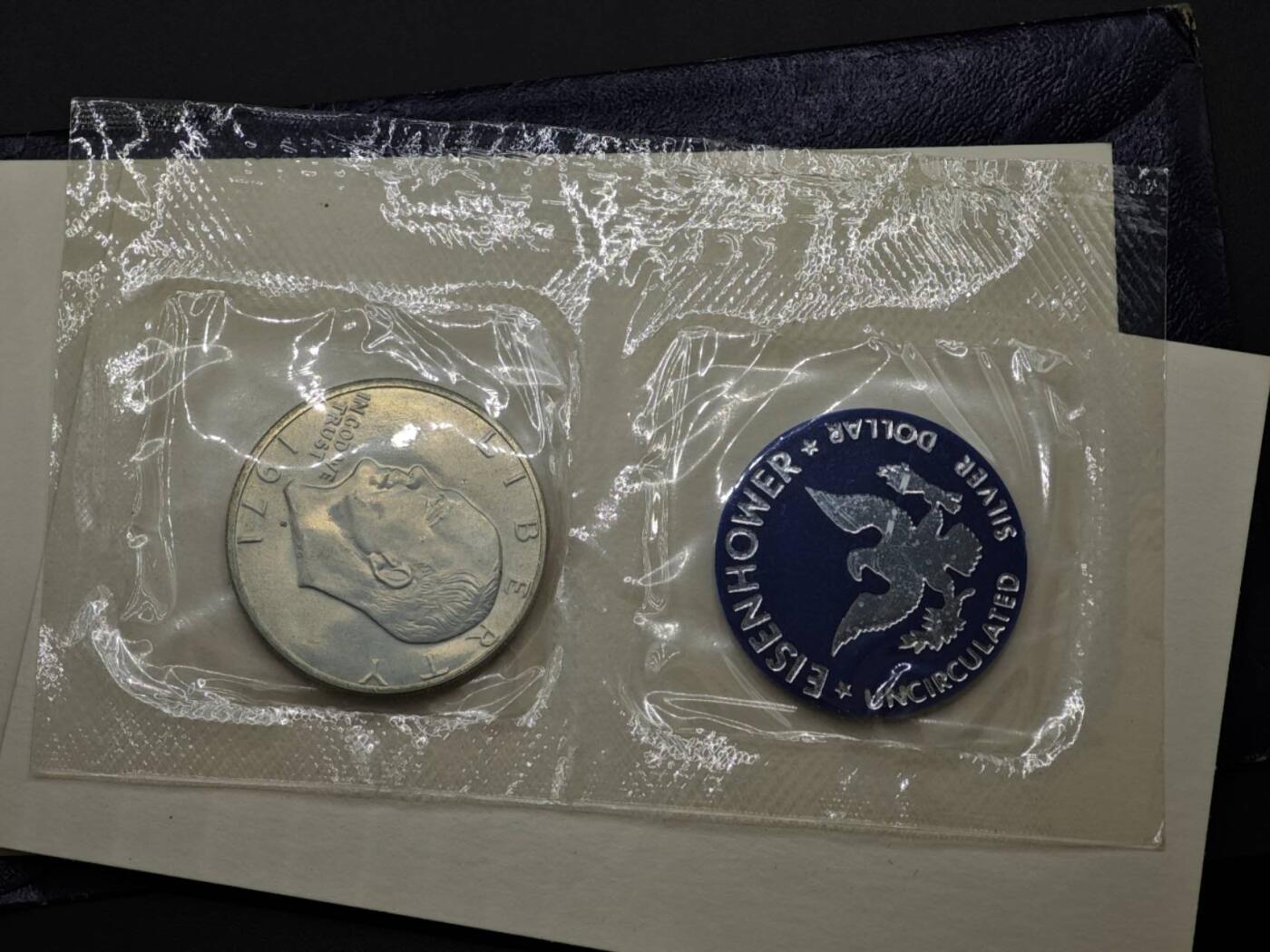 【淘币小摊】实时拍第八百三十拍   银币套币场   满百包邮可预留二周 每周一统一发货   美国1971年月球鹰美元银币24.6克400银银价138