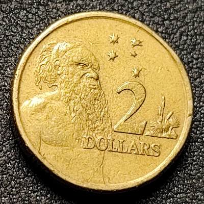 泉币菌-第147场-精品福利场 - 高币值 澳大利亚1997年2元铝青铜币 伊丽莎白二世 土著长者 21MM