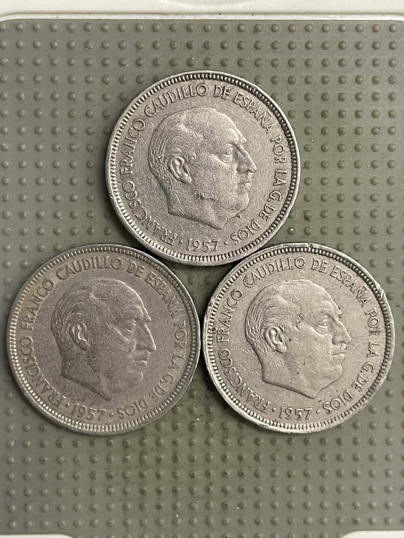 2025年第140场各国散币拍卖（总第140场） 西班牙1957年版5比赛塔3枚