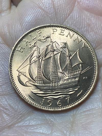 2025年第一百三十七场(总第一百六十三场）外国好品散币场(免佣金) - 原光未流通–英国🇬🇧1967年半便士(伊丽莎白二世青年桂冠第二版，普制币关门年)
