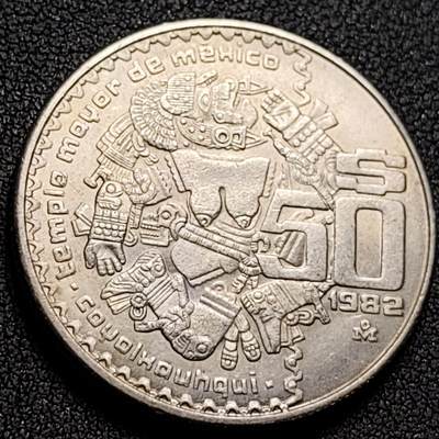 泉币菌-第147场-精品福利场 - 略带彩光 墨西哥1982年 50比索铜镍币 玛雅阿兹特克女神 直径35mm 