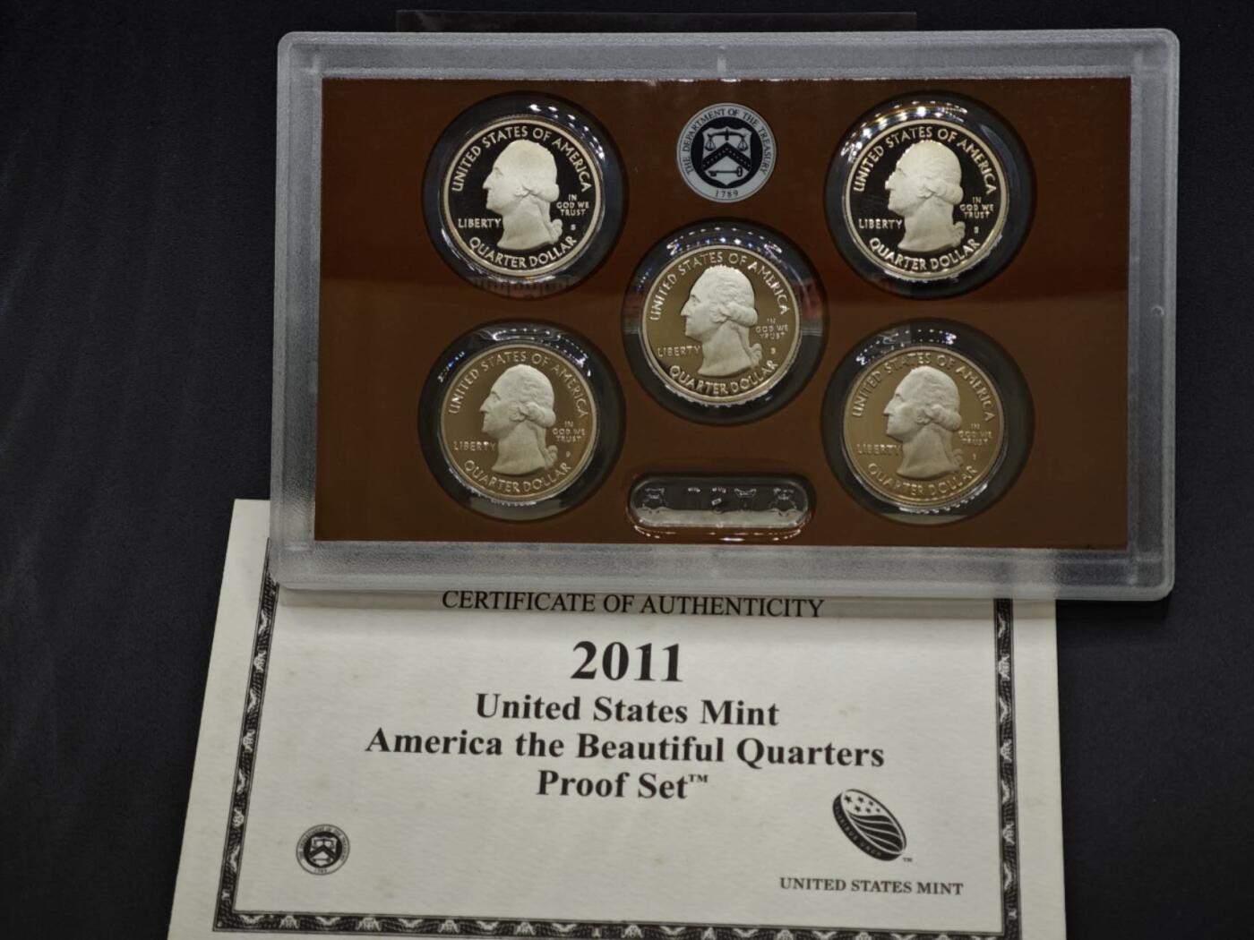 【淘币小摊】实时拍第八百三十拍   银币套币场   满百包邮可预留二周 每周一统一发货   美国2011年精制公园币5枚套原盒原证