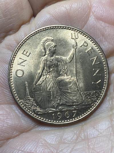 2025年第一百三十七场(总第一百六十三场）外国好品散币场(免佣金) - 原光未流通–英国🇬🇧1967年1便士(伊丽莎白二世青年桂冠第二版，普制币关门年)