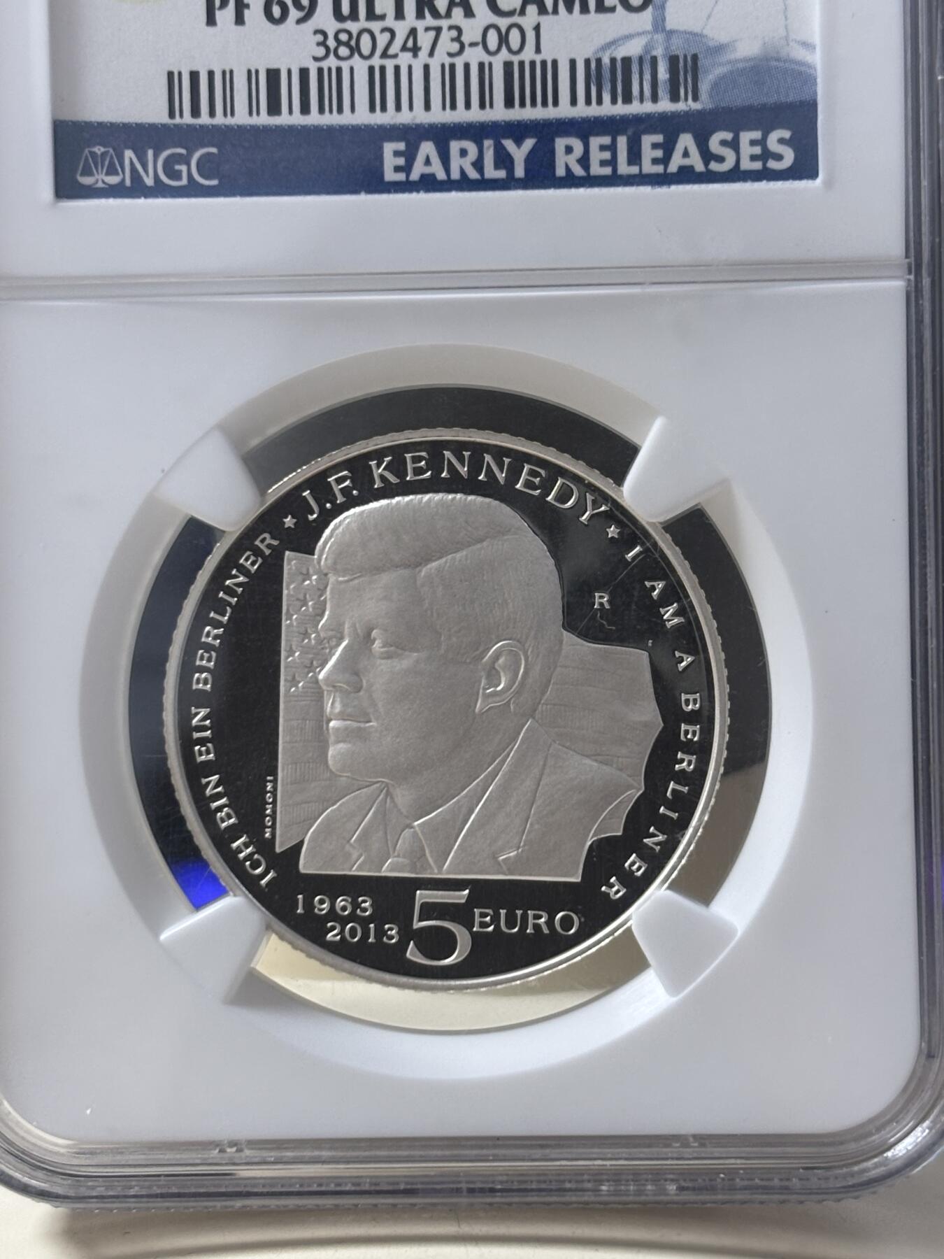 第186期拍卖 圣马力诺2013年美国肯尼迪总统纪念银币NGC-PF69，925银，18克