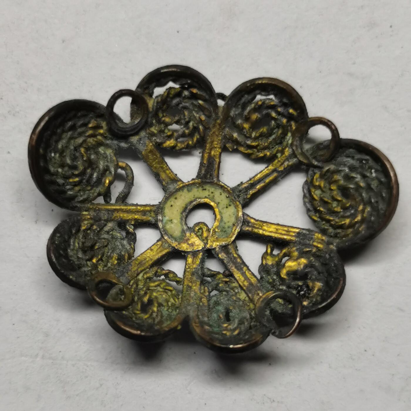 杂件专场89期 清代鎏金掐丝花朵