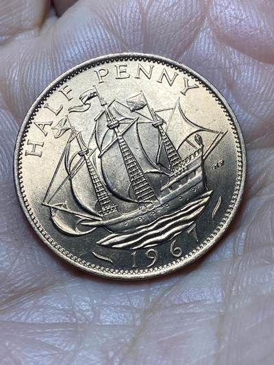 2025年第一百三十七场(总第一百六十三场）外国好品散币场(免佣金) - 原光未流通–英国🇬🇧1967年半便士(伊丽莎白二世青年桂冠第二版，普制币关门年)