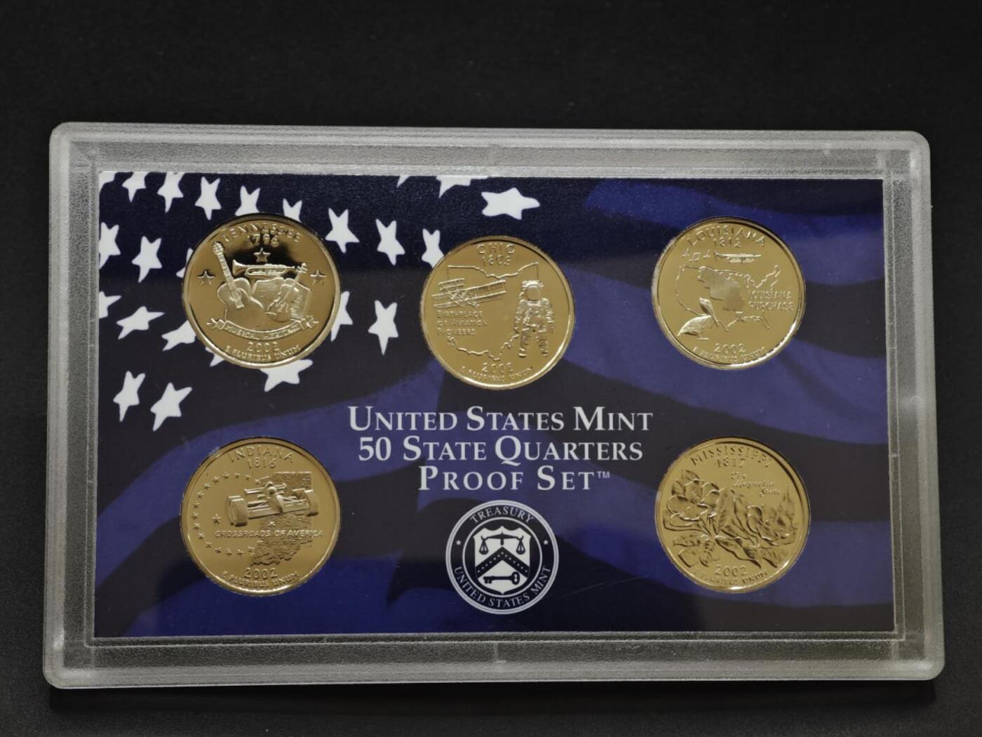 【淘币小摊】实时拍第八百三十拍   银币套币场   满百包邮可预留二周 每周一统一发货   美国2002年精制州币5枚套