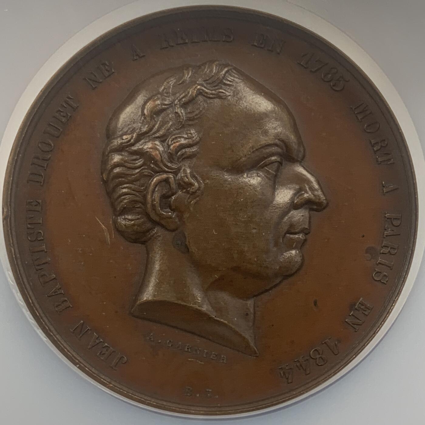 掌中浮雕-藏着的欧洲第046场 NGC MS62 : 1849年法国元帅让-巴蒂斯特德鲁埃纪念碑揭幕铜章，50mm