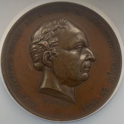 掌中浮雕-藏着的欧洲第046场 - NGC MS62 : 1849年法国元帅让-巴蒂斯特德鲁埃纪念碑揭幕铜章，50mm